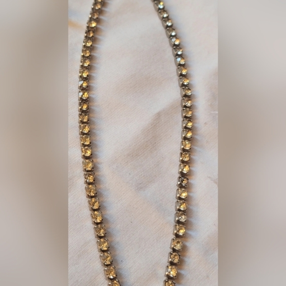 Vintage Coro Signed Rhinestone Drop Necklace With Rhinestone Clasp - Picture 3 of 10